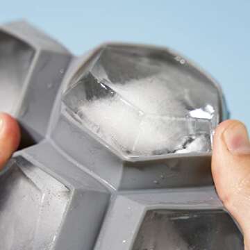 True Zoo Jumbo Iced Out Diamond Ice Tray, Silicone Mold and Ice Cube Tray for Cocktails, Makes 4 Ice Cubes, Grey, Set of 1