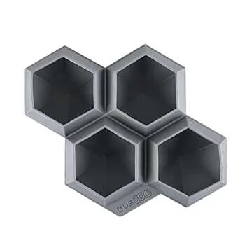 True Zoo Jumbo Iced Out Diamond Ice Tray, Silicone Mold and Ice Cube Tray for Cocktails, Makes 4 Ice Cubes, Grey, Set of 1