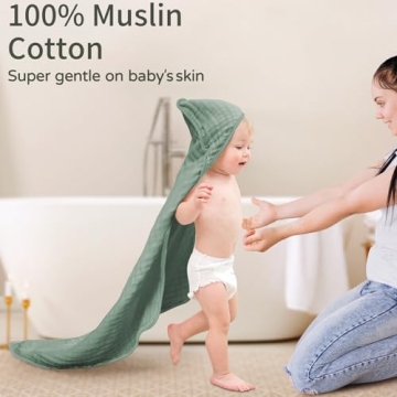 Yoofoss Hooded Baby Towels - Soft Muslin Cotton Essentials for Babies