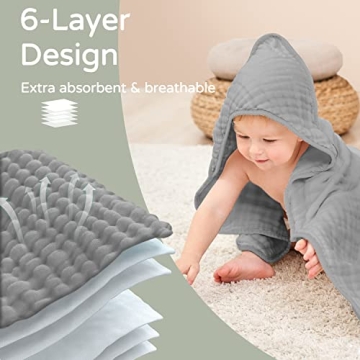 Yoofoss Hooded Baby Towels - Soft Muslin Cotton Essentials for Babies