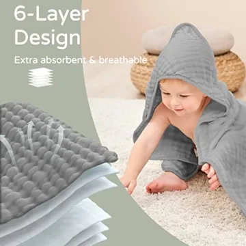 Yoofoss Hooded Baby Towels - Soft Muslin Cotton Essentials for Babies