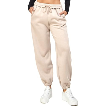 Cozy IUUI Women's High Waisted Fleece Sweatpants - Stylish & Comfortable Lounge Pants