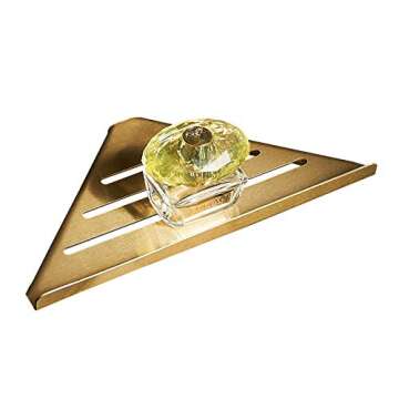One Stop Outdoor (3 Pack) Gold Premium Quality Corner Shelf - Floating Corner Mounting Shelf (Hardware Included), Kitchen, Living Room & Bathroom Safe (304 Stainless Steel) Wall Corner Shelf (Gold)