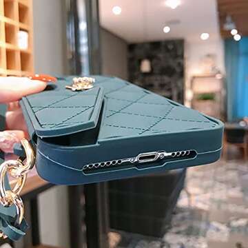 Yatchen for iPhone 13 Pro Wallet Case,Crossbody Phone Case with Lanyard Strap Cute Wallet Case Flip Folio Credit Card Holder Soft Silicone Girls Lady Handbag Case for iPhone 13 Pro Gray