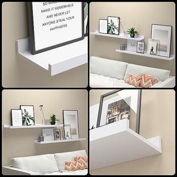 Boswillon 36 Inches Long Floating Shelves Wall Mounted, 2 Set Modern White Wall Shelf for Bedroom, Nursery Book Shelf with Lip, Picture Ledge Shelf for Wall Decor Living Room Bathroom Kitchen - White