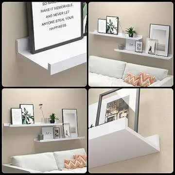 Boswillon 36 Inches Long Floating Shelves Wall Mounted, 2 Set Modern White Wall Shelf for Bedroom, Nursery Book Shelf with Lip, Picture Ledge Shelf for Wall Decor Living Room Bathroom Kitchen - White