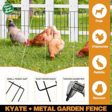 KYATE Animal Barrier Fence, 25 Panels Dog No Digging Fence Barrier, Rabbit Ground Defense Blockers, ...