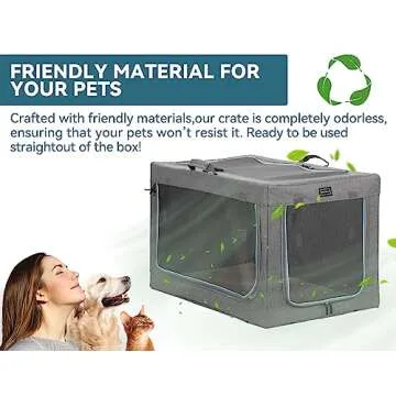 30inch Soft Dog Crate for Medium Dogs, 3-Doors Dog Kennel Carrier with Soft Mat, for Indoor Outdoor Travel