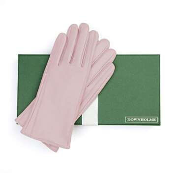 Downholme Classic Leather Cashmere Lined Gloves for Women (Pink, XS)