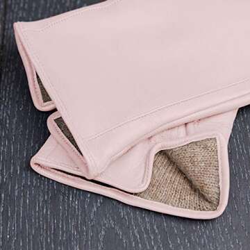 Downholme Classic Leather Cashmere Lined Gloves for Women (Pink, XS)
