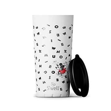 S'well S'ip Stainless Steel Takeaway Tumbler - 24 Oz - Minnie Mouse, Letters - Double-Walled Vacuum-Insulated Keeps Drinks Cold for 16 Hours and Hot for 4 - BPA-Free Travel Mug