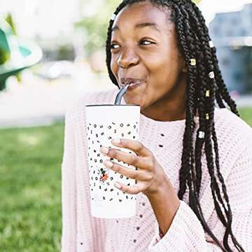 S'well S'ip Stainless Steel Takeaway Tumbler - 24 Oz - Minnie Mouse, Letters - Double-Walled Vacuum-Insulated Keeps Drinks Cold for 16 Hours and Hot for 4 - BPA-Free Travel Mug