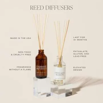 Sweet Water Decor Hello Fall Reed Diffuser Set - Hot Cider, Cinnamon, Cloves, Apple, and Nutmeg Fall Scented Diffuser - Scent Diffusers for Home, Fall Home Decor Long Lasting Fragrance Made in the USA