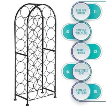 Sorbus Freestanding Wine Rack - Elegant and Unique Bordeaux Chateau Style Floor Wine Stand for 23 Wine Bottle Storage, Champagne, Metal Wine Bottle Holder Stands for Kitchen, Home Bar, Mini Wine Bar