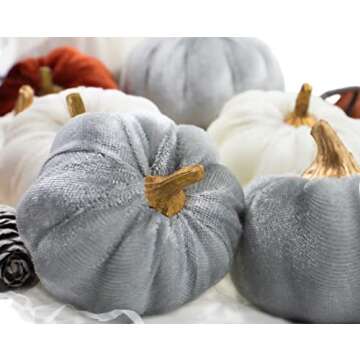 18 PCS Velvet Pumpkins for Fall Table Decor, Artificial Pumpkins, Faux Fake Pumpkin Home Decorations...