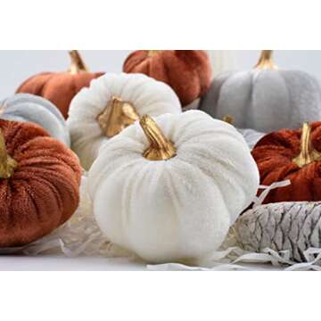 18 PCS Velvet Pumpkins for Fall Table Decor, Artificial Pumpkins, Faux Fake Pumpkin Home Decorations for Autumn Harvest, Thanksgiving, Wedding, Halloween, Table Centerpieces (Multi-color Velvet)