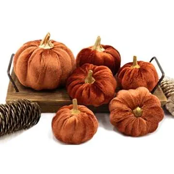 18 PCS Velvet Pumpkins for Fall Table Decor, Artificial Pumpkins, Faux Fake Pumpkin Home Decorations for Autumn Harvest, Thanksgiving, Wedding, Halloween, Table Centerpieces (Multi-color Velvet)