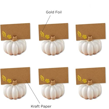 Elegant 12PCS White Pumpkin Place Card Holders for Fall