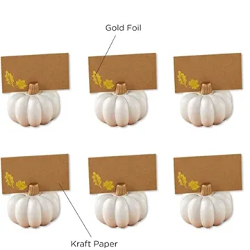 Elegant 12PCS White Pumpkin Place Card Holders for Fall