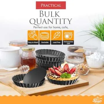 YUMTART 4 Inch Round Tart Pan 8 Pieces, False Bottom Pie Pan, Deep Fluted Tart and Quiche Pan with Removable Bottom - Non-Stick Tart Pan