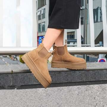 RTYGHJ New Snow Boots in Autumn and Winter 2022 Casual Thick Soled Chelsea Short Boots Fashion Boots (Color : Brown, Size : 8)