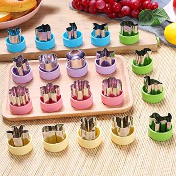 1.5" Vegetable Cutter Shapes Set - Mini Cookie Cutters Fruit Cookie Pastry Stamps Mold for Kids Baking and Food Supplement Tools Accessories (20pack)