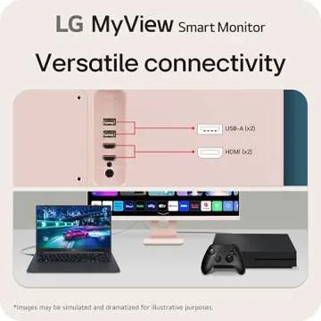 LG 27SR50F-P MyView Smart Monitor 27-Inch FHD (1920x1080) IPS Display, webOS 23, HDR 10, x2 Built-in Speakers, AirPlay 2, Screen Share, Bluetooth, ThinQ App, Remote Control, Pink