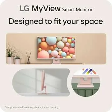 LG 27SR50F-P MyView Smart Monitor 27-Inch FHD (1920x1080) IPS Display, webOS 23, HDR 10, x2 Built-in Speakers, AirPlay 2, Screen Share, Bluetooth, ThinQ App, Remote Control, Pink