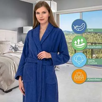 TowelSelections Women’s Robe, 100% Cotton Short Terry Shawl Bathrobe