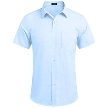 COOFANDY Men's Casual Linen Button Down Shirt Business Chambray Dress Shirt