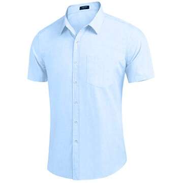 COOFANDY Men's Casual Linen Button Down Shirt Business Chambray Dress Shirt