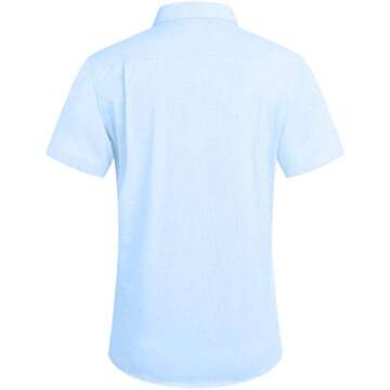 COOFANDY Men's Casual Linen Button Down Shirt Business Chambray Dress Shirt