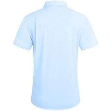 COOFANDY Men's Casual Linen Button Down Shirt Business Chambray Dress Shirt