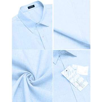COOFANDY Men's Casual Linen Button Down Shirt Business Chambray Dress Shirt