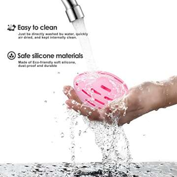 Makeup Sponge Holder, DYRENAC Breathable Beauty Blender Holder, Washable Silicone Make Up Sponges Drying Case, Travel Essentials Makeup Sponge Organizer-Pink