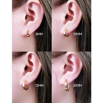 Limerencia G23 Pure Titanium Hypoallergenic Huggie Hoop Earrings for Women Sensitive Ears (12 Millimeters, Gold)