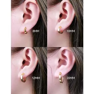 Limerencia G23 Pure Titanium Hypoallergenic Huggie Hoop Earrings for Women Sensitive Ears (12 Millimeters, Gold)