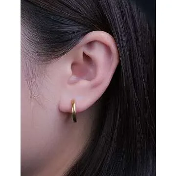 Limerencia G23 Pure Titanium Hypoallergenic Huggie Hoop Earrings for Women Sensitive Ears (12 Millimeters, Gold)