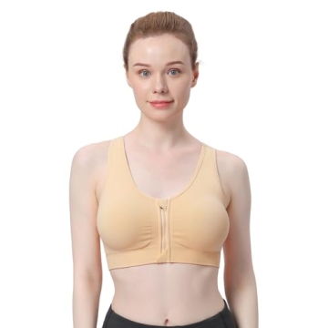 Women's Zip Front Sports Bra for Comfort and Support