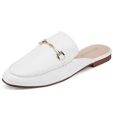 JENN ARDOR Mules for Women Flats Backless Loafers Shoes Slip On Slippers Pointed Toe Low Heel Work Slides Womens Mules Casual Shoes