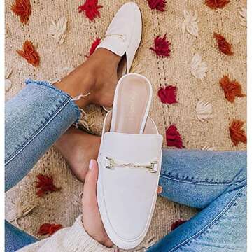 JENN ARDOR Mules for Women Flats Backless Loafers Shoes Slip On Slippers Pointed Toe Low Heel Work Slides Womens Mules Casual Shoes