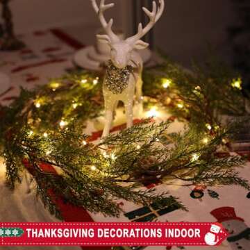 6 Ft Christmas Garland with Lights, 30 Warm Lights with 8 Modes,Prelit Christmas Garland with Pine C...