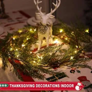 6 Ft Christmas Garland with Lights, 30 Warm Lights with 8 Modes,Prelit Christmas Garland with Pine C...