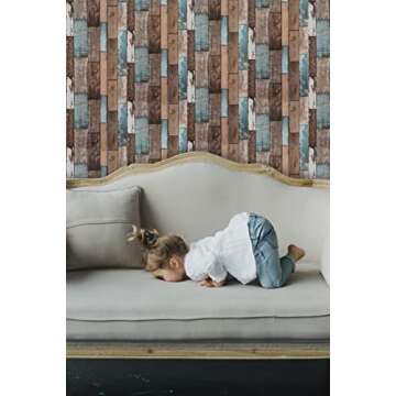 Heroad Brand Contact Paper for Walls Realistic Wood Panel Effect Backsplash Peel and Stick Wallpaper for Bedroom Cabinets Wood Contact Paper Classroom Removable Wallpaper Wall Covering 17.7"x78.7"