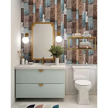 Heroad Brand Contact Paper for Walls Realistic Wood Panel Effect Backsplash Peel and Stick Wallpaper for Bedroom Cabinets Wood Contact Paper Classroom Removable Wallpaper Wall Covering 17.7"x78.7"
