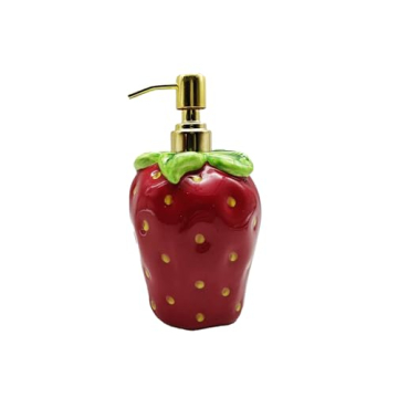 ACK 3-D Strawberry Hand-Painted Soap Dispenser for Kitchen
