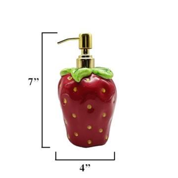 ACK 3-D Strawberry Hand-Painted Soap Dispenser for Kitchen