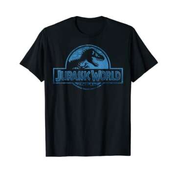 Jurassic World Blue Dinosaur Scale Logo T-Shirt - Perfect Fit for Adventure Lovers