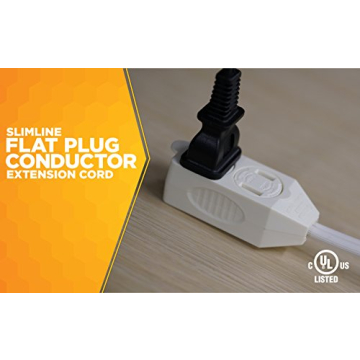 Woods 7ft Slimline Flat Plug Extension Cord for Home