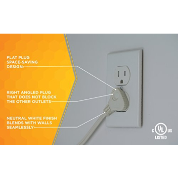 Woods 7ft Slimline Flat Plug Extension Cord for Home